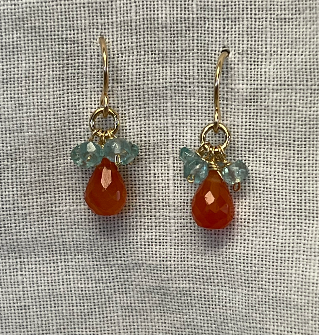 Carnelian and Apatite Cluster Earrings