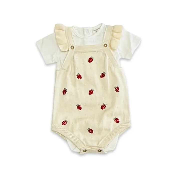 Embroidered Baby Romper- Strawberries