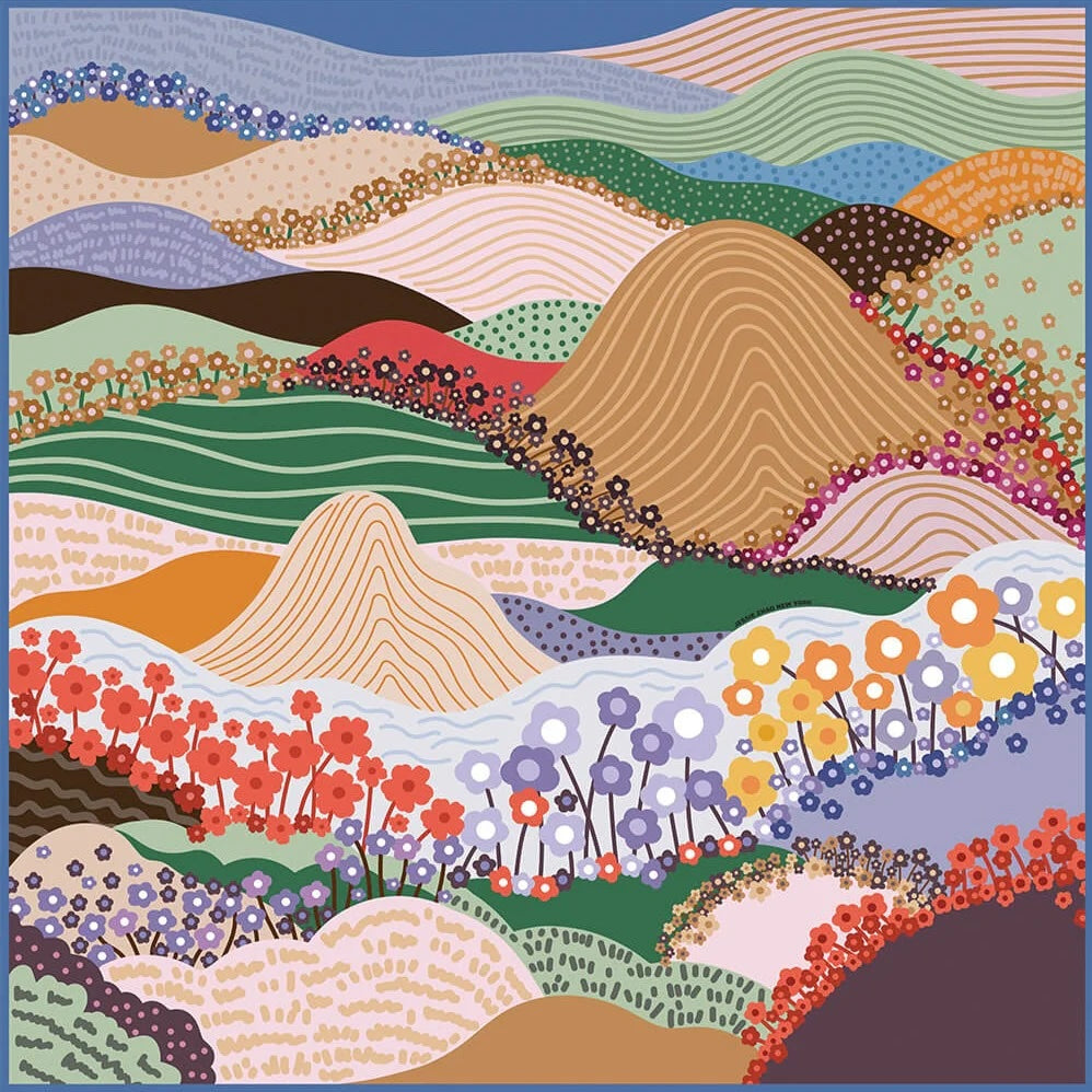 Floral Mountain Silk Scarf