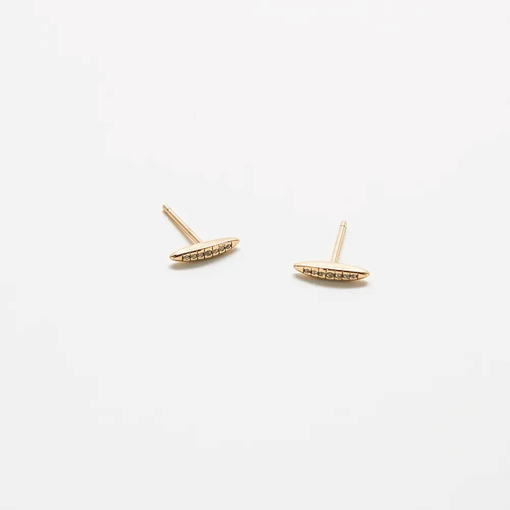 Gold Pave Arc Stud Earring