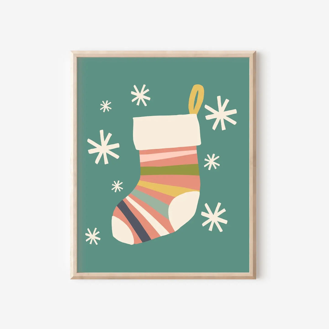 Holiday Stocking Art Print on Canvas