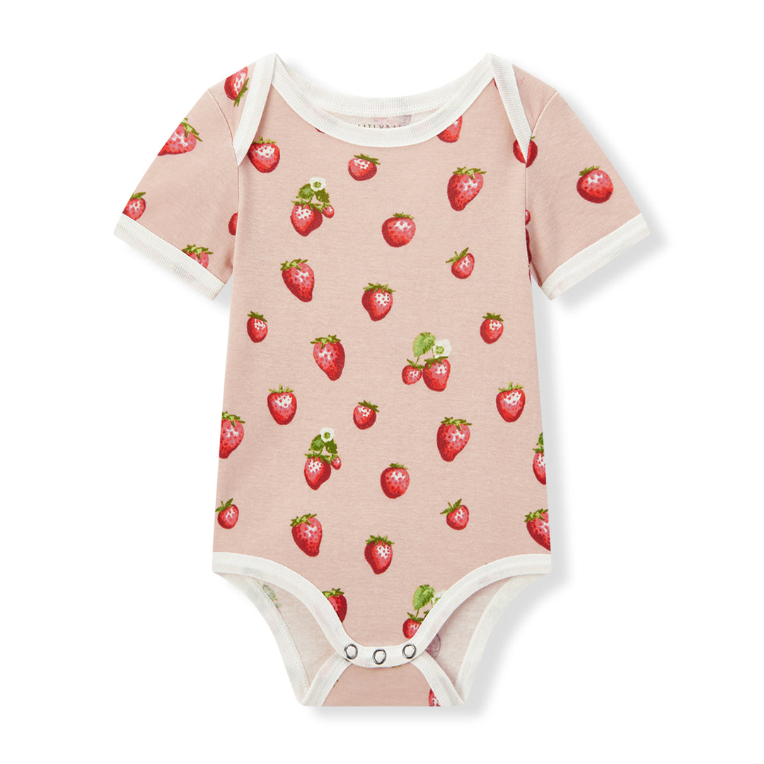 Strawberry Short Sleeved Onesie - 3-6M
