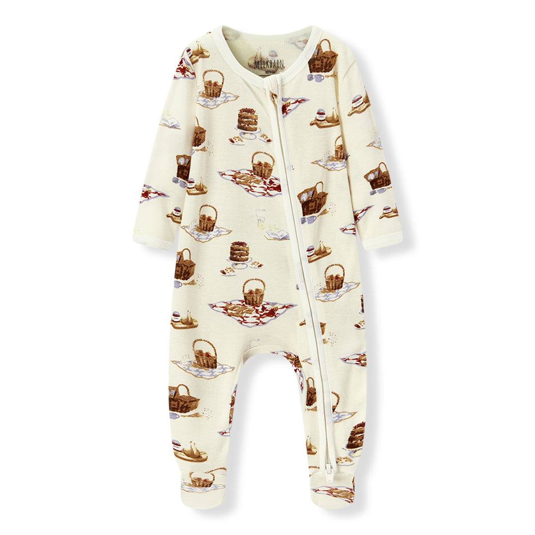 Picnic Zipper Footed Romper - 3-6M