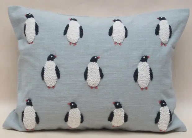 Penguin Pillow Blue
