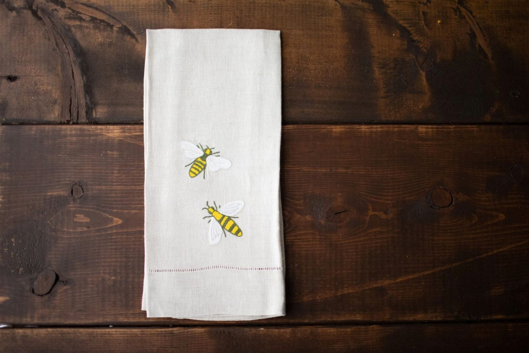 Hand Towel - Buzzing Bees - Flax