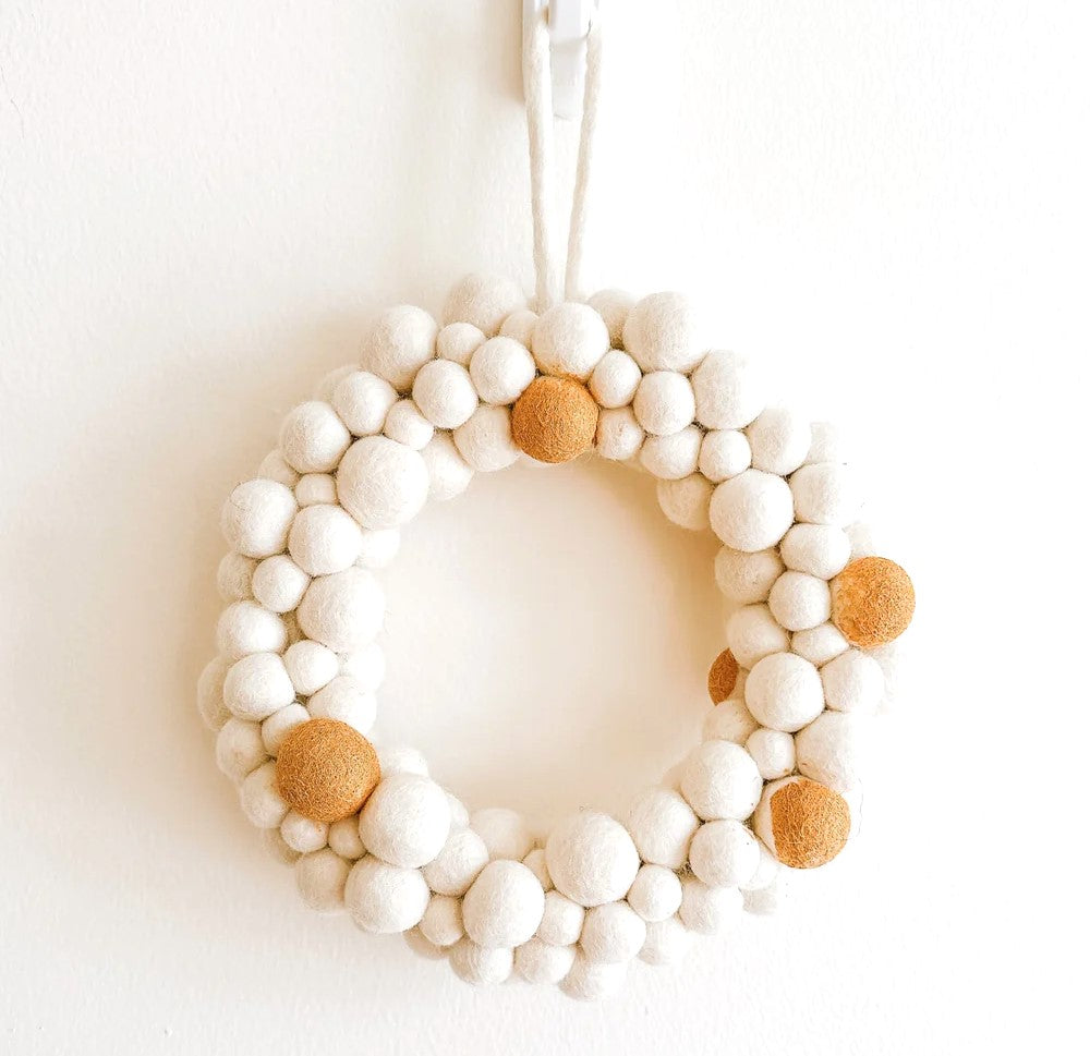Felt White and Glitter Ball Wreath