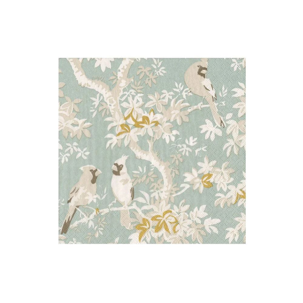 Scenic Songbirds Celadon Cocktail Napkins
