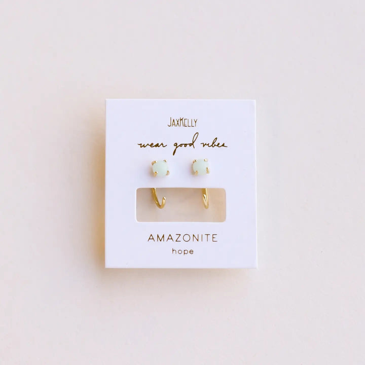 Huggies Earring- Amazonite