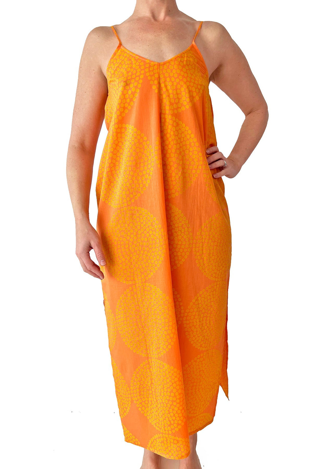 Summer Cotton Slip Dress: Big Wheels Orange