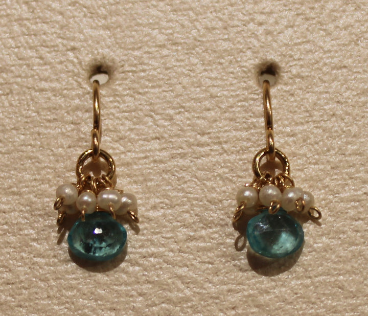 Apatite and Pearl Cluster Earrings