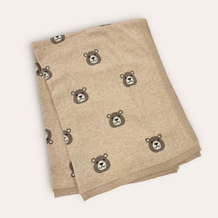 Bear Organic Cotton Knit Jacquard Blanket