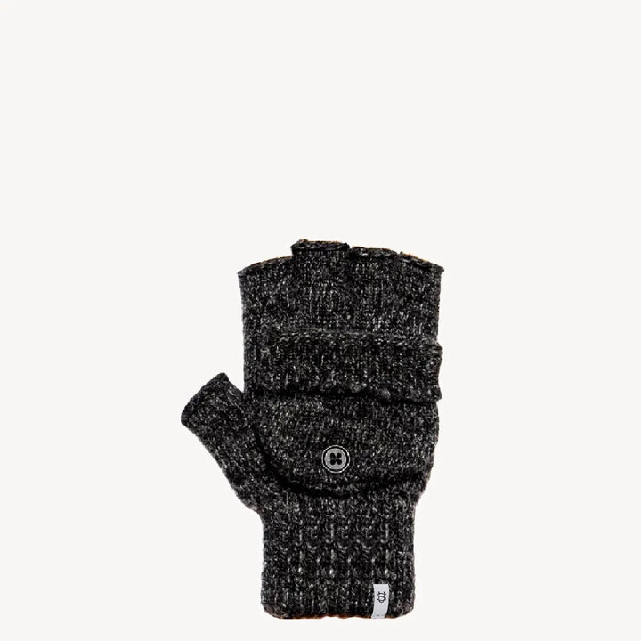 Black Melange 'Glomitt' Convertible Gloves