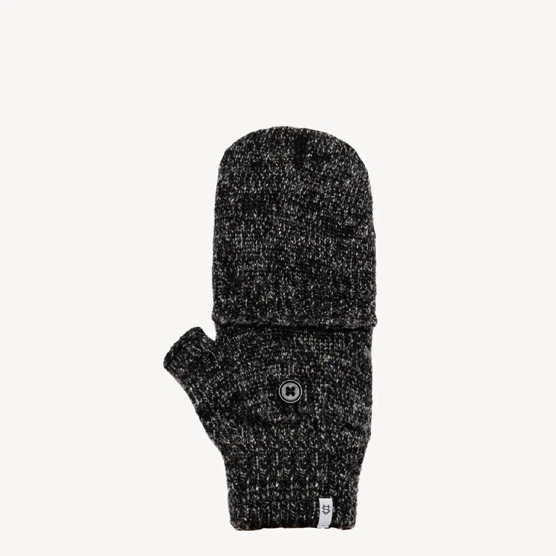 Black Melange 'Glomitt' Convertible Gloves