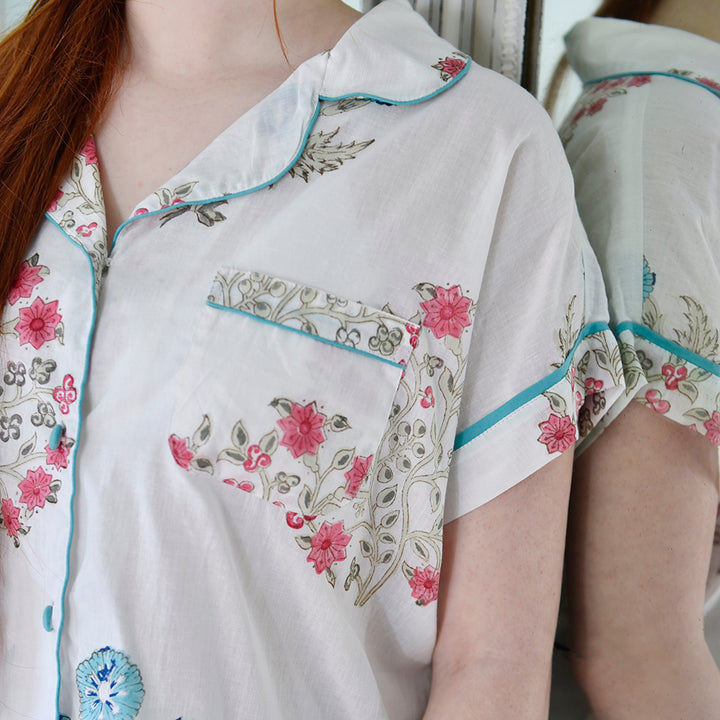 Blue & Pink Floral Print Summer PJs