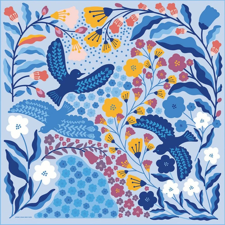 Blue Birds Silk Scarf