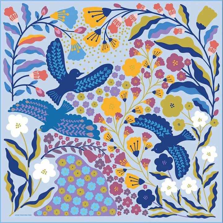 Blue Birds Silk Scarf