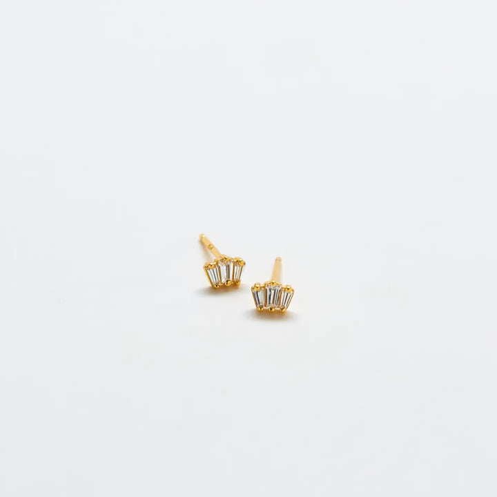 CZ Triple Stud Earrings