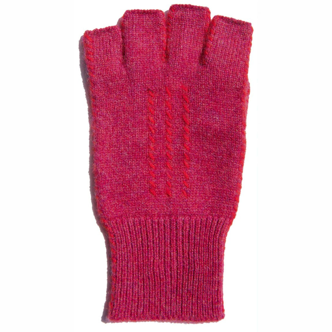 Cashmere Fingerless Gloves- Heather Rose & Light Brick