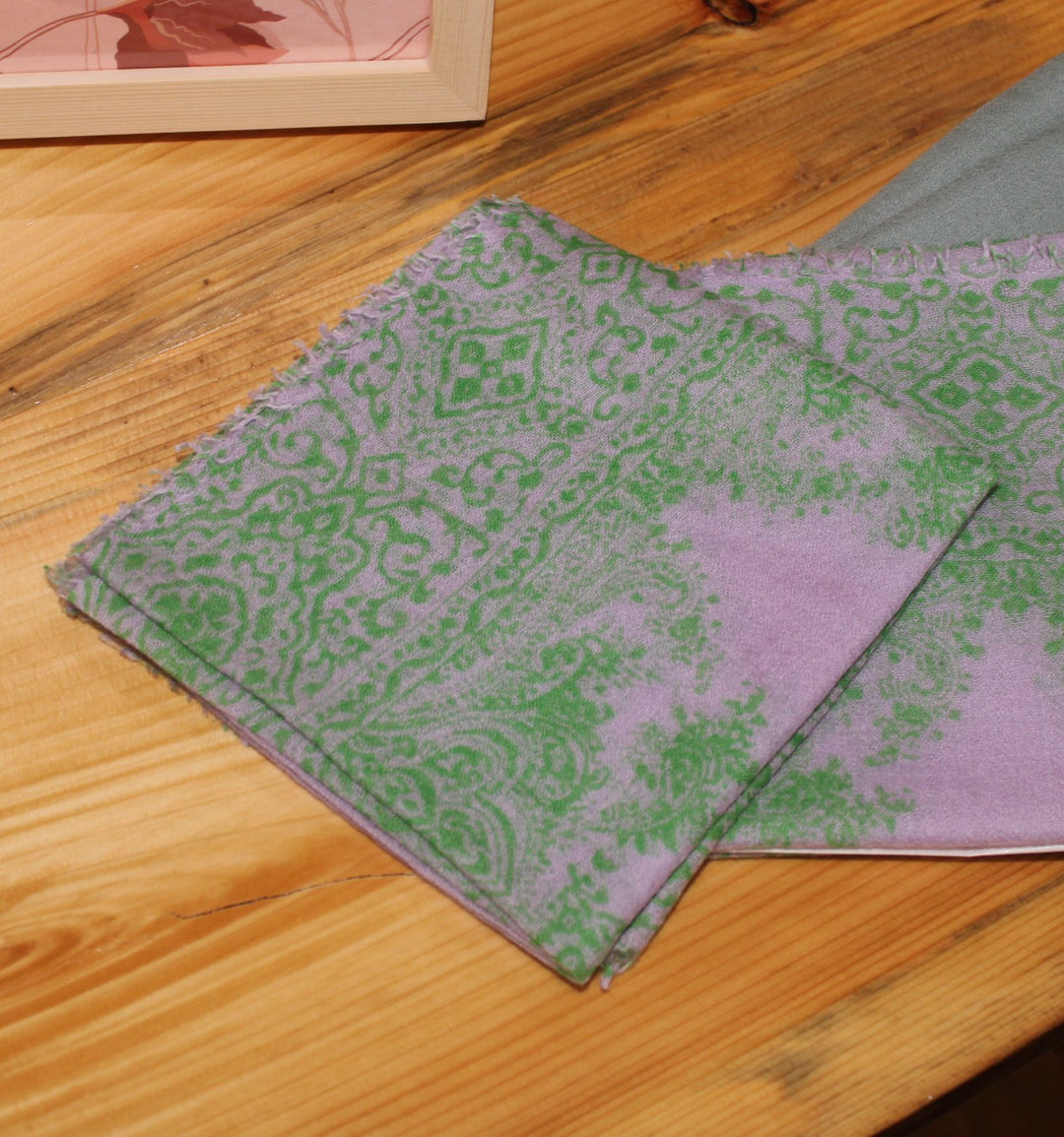 Cashmere Whisper Paisley Scarf - Lilac/Lime