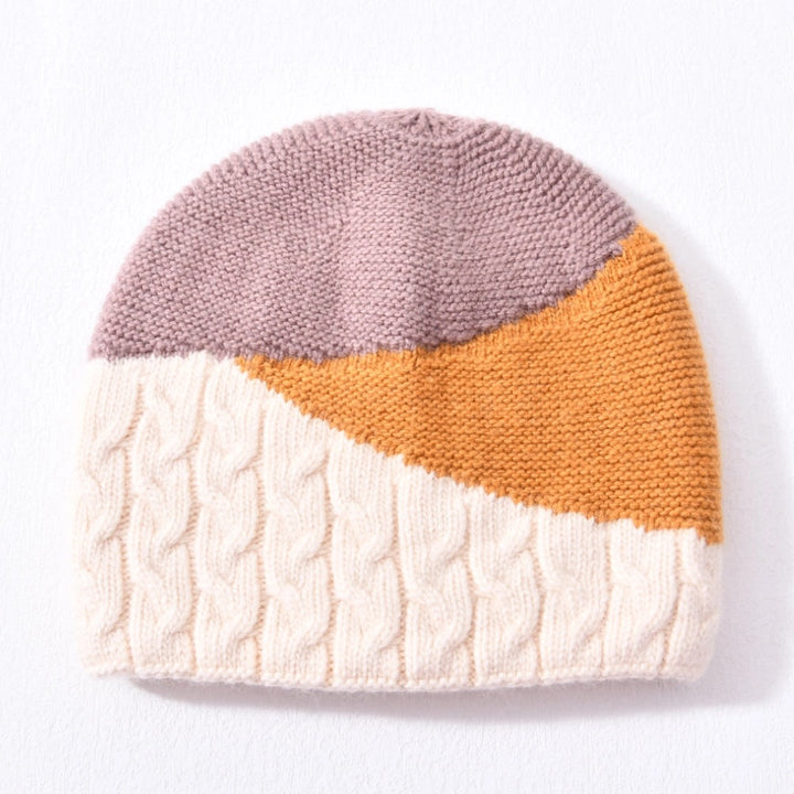 Patchwork Cashmere Beanie- Mustard