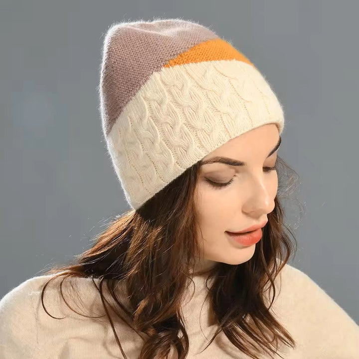 Patchwork Cashmere Beanie- Mustard