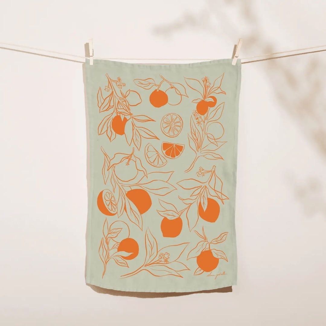 Clementine Linen Tea Towel