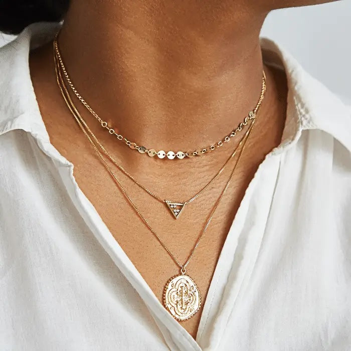 Gold Cross Medallion Necklace