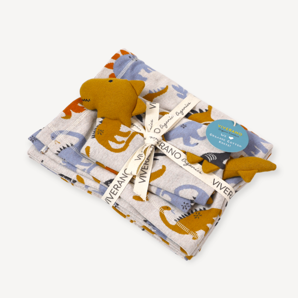 Dino Baby Blanket & Lovey Gift SET (Organic)