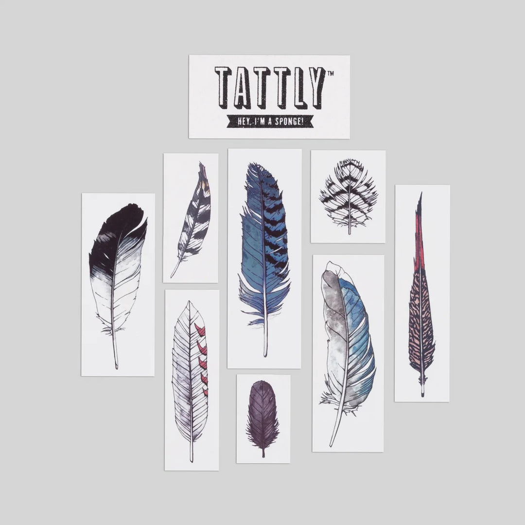 Watercolor Feathers Tattoo Set