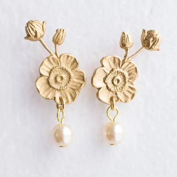 Flower & Crystal Pearl Earrings