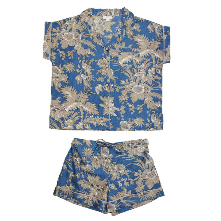 French Blue Floral Print Summer PJs