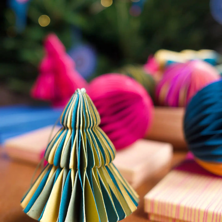 Green Tree Paper Honeycomb Decorations