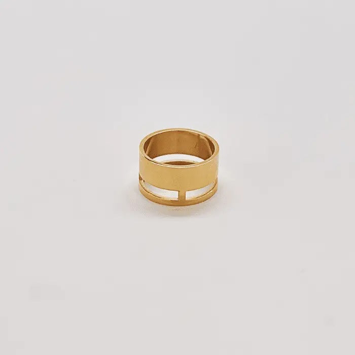 Gold Geo Wide Bar Ring