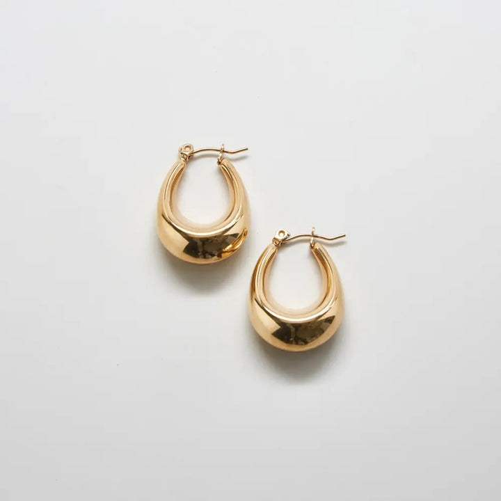 Gold Oval Hoop Earrings