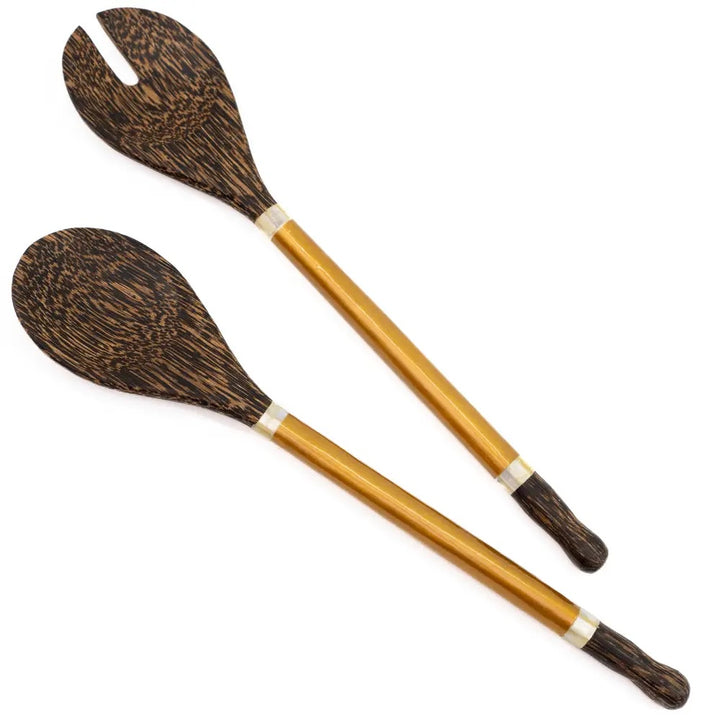 Capiz & Palm Wood Server - Golden