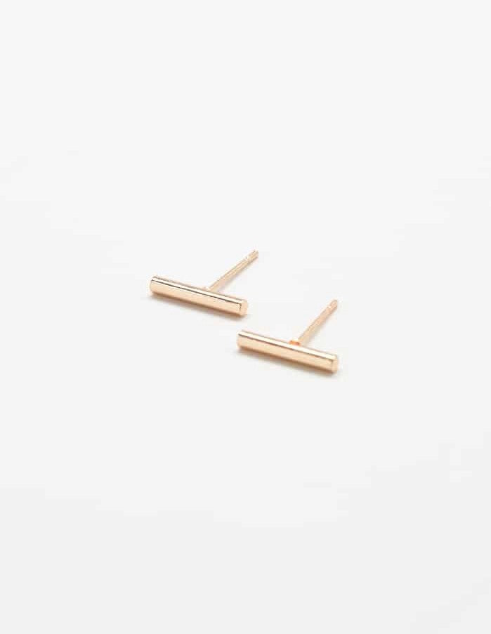 Gold Slim Bar Stud Earring