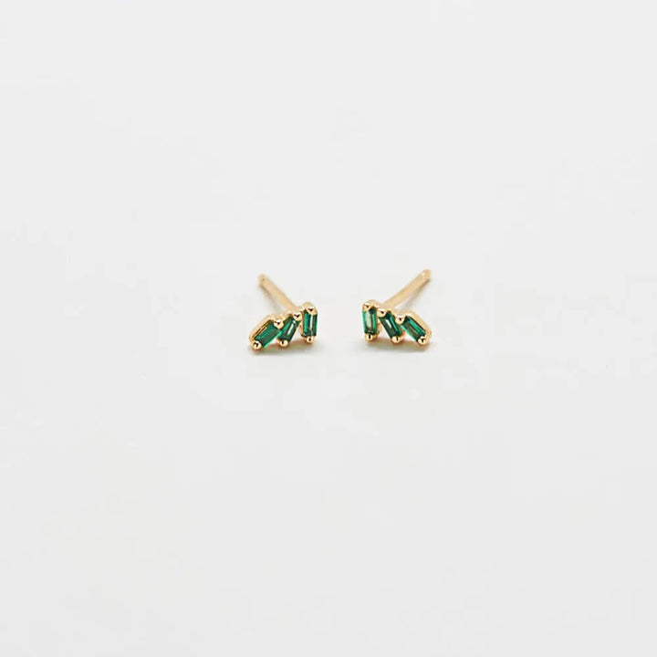 Green Triple Baguette Earrings