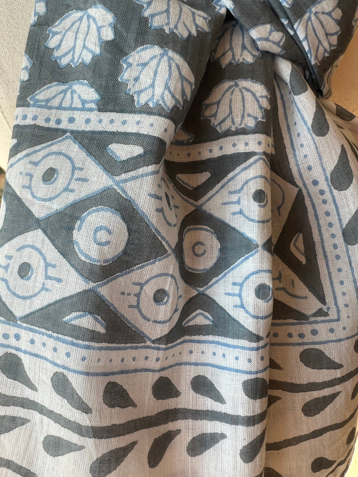 Cotton Scarf- Grey Lotus