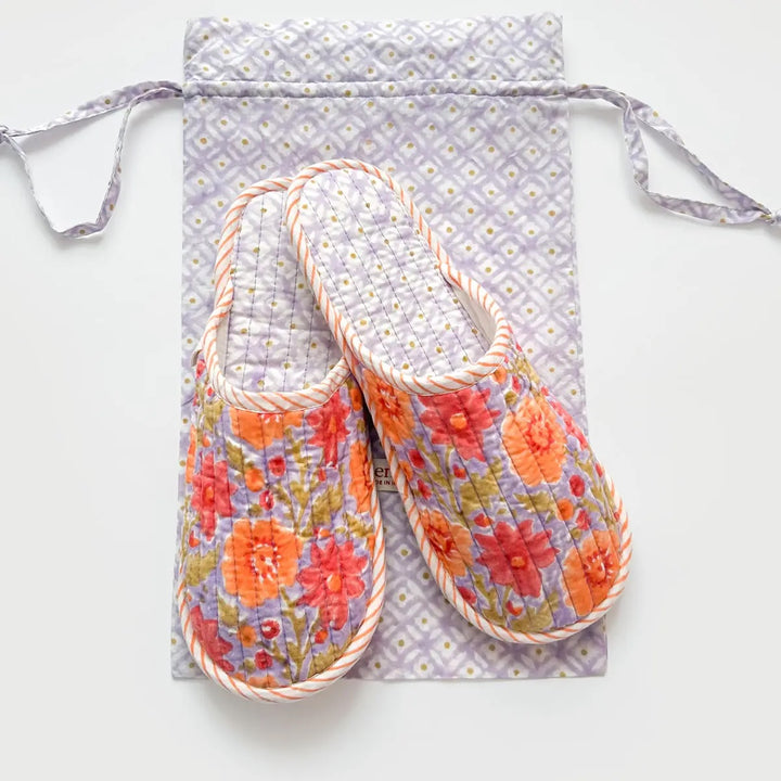 Block Print Slippers- Lilac