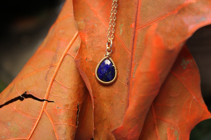 Fixed Dewdrop Lapis Necklace