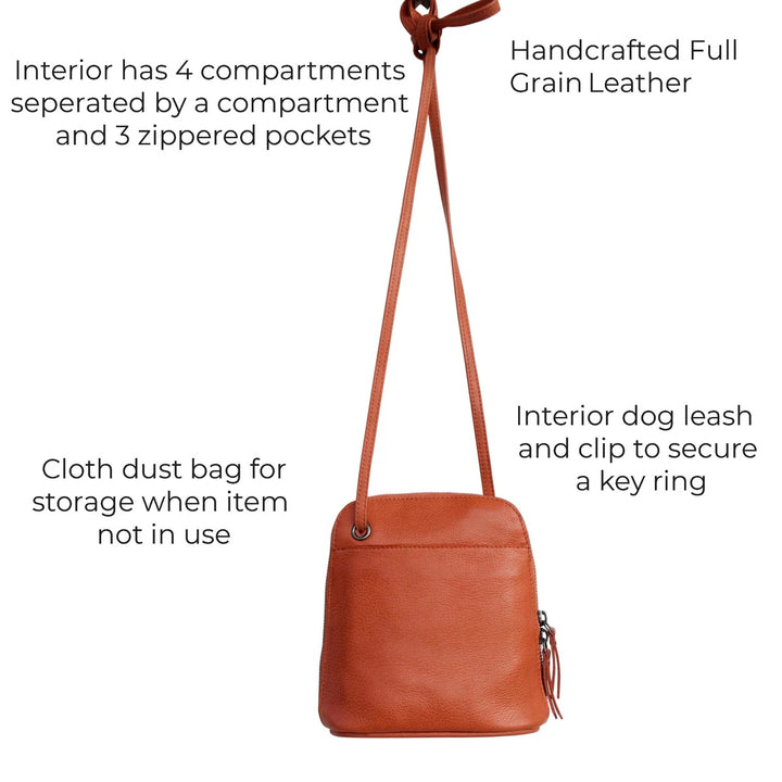 Lily Leather Crossbody Bag- Denim