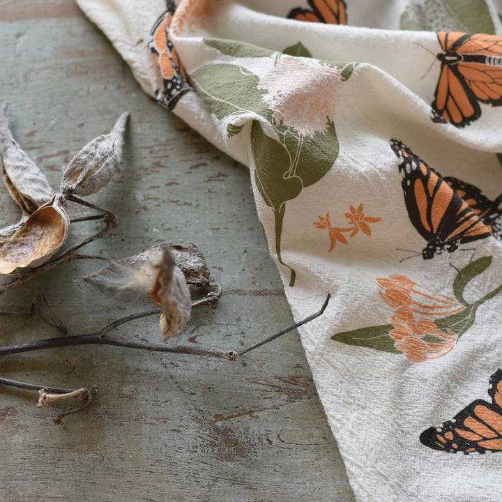 Monarchs & Milkweeds Tea Towel