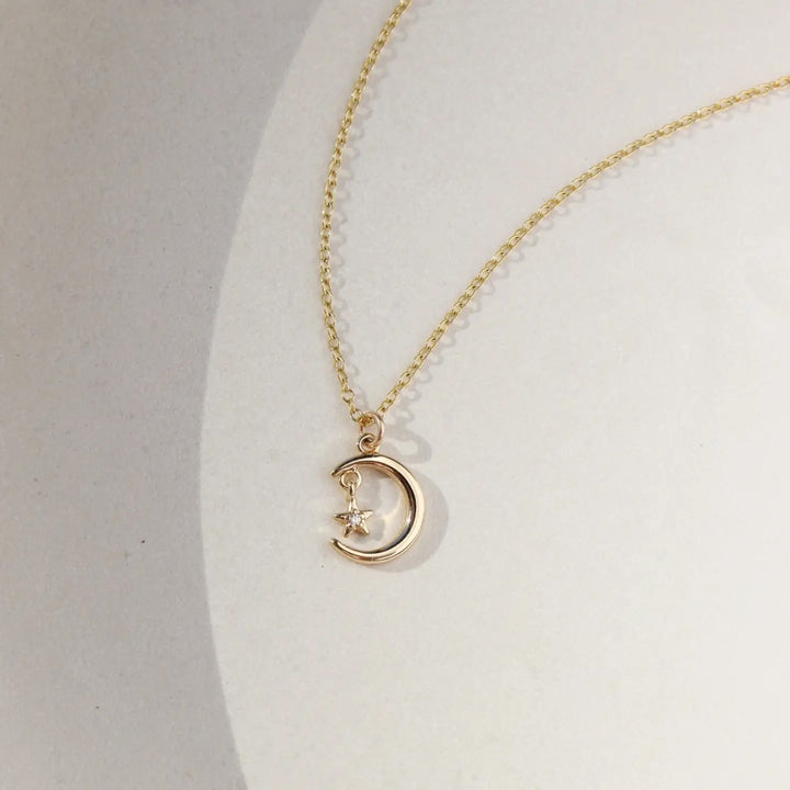 Moon and Star Charm Necklace