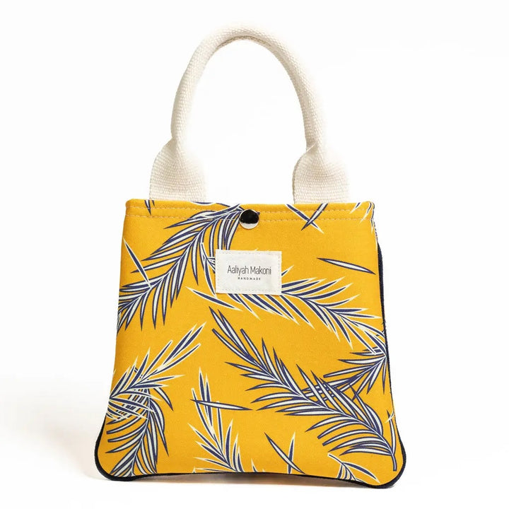 Navy Leaves Mini Tote