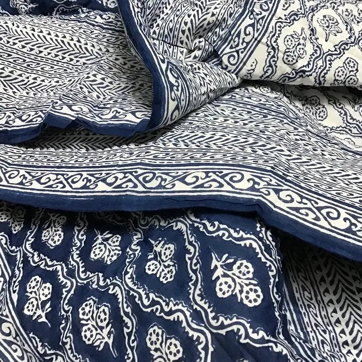 Navy Trellis Quilt - Queen