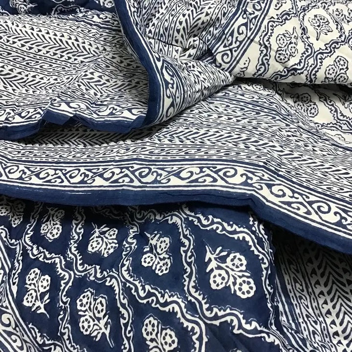 Navy Trellis Quilt - Queen