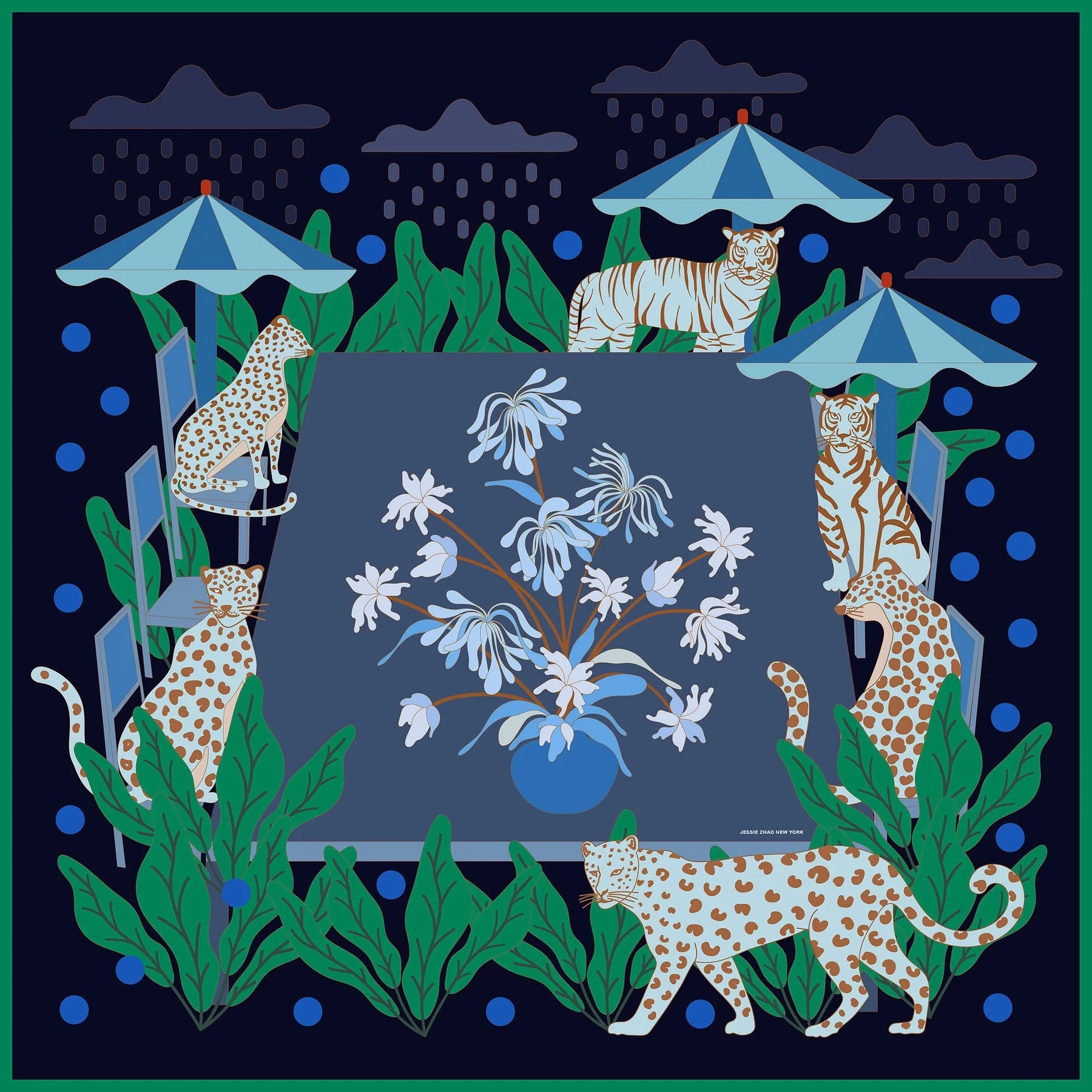 パリス・ダスク ネイト・ジョルジオ シルクスクリーン Night Banquet Silk Scarf I Jessie Zhao