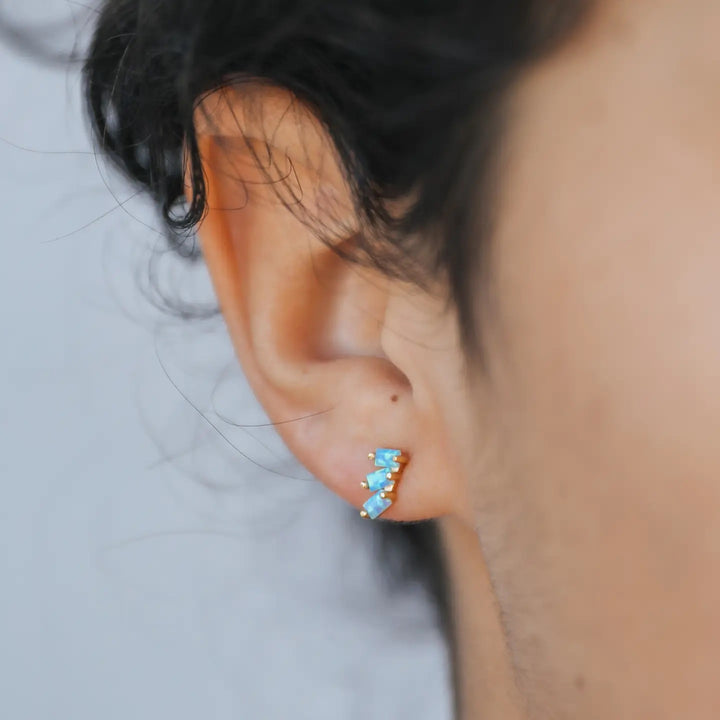 Offset Trio Earrings- Fire Opal