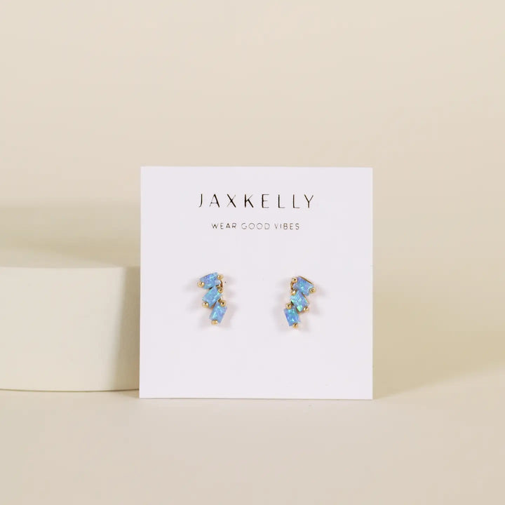 Offset Trio Earrings- Fire Opal