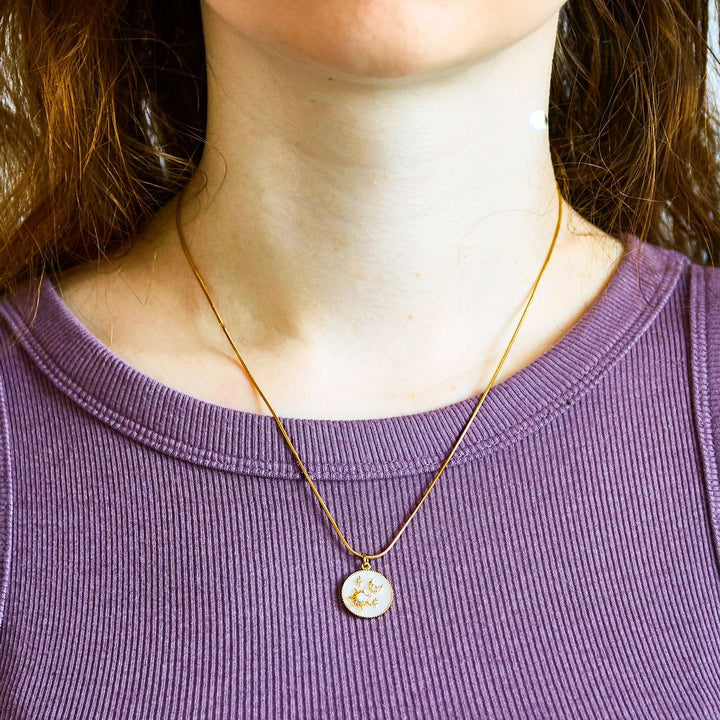 Opal Sun & Moon Medallion Necklace - Gold